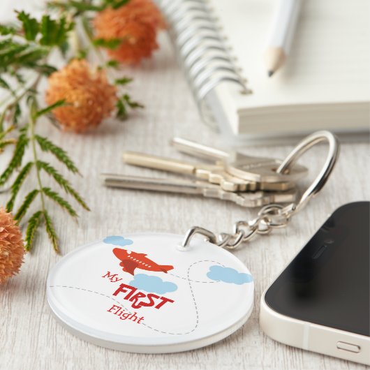 Ein Sake zum Feiern der ersten Reise in einem Flug Schlüsselanhänger (Vorderseite rechts)