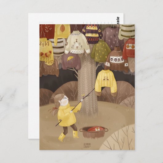 Ein Sammler gemütlicher Pullover von Alexandra Dik Postkarte (Vorne/Hinten)