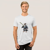 Ein Samurai-Pinguin Tri-Blend Shirt (Vorderseite voll)