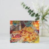 Ein Sandwich und Chips Mixed-Media-Collage Postkarte (Stehend Vorderseite)