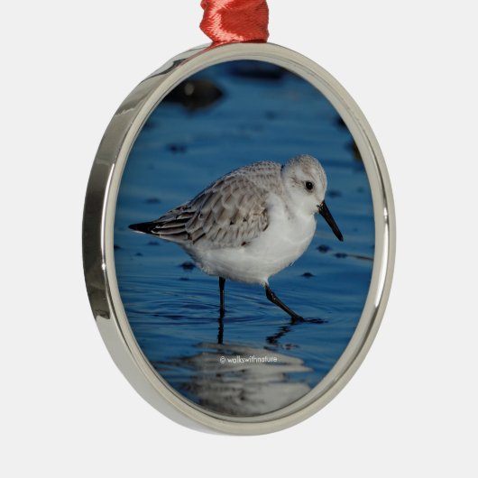 Ein sanfter Sandpiper am Strand Silbernes Ornament (Rechts)