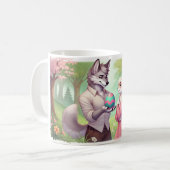 Ein sanftes Geschenk - Wolf & Bunny Ostern Romanti Kaffeetasse (Vorderseite Links)