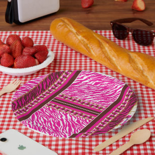 Ein sanftes, rosa und weiße Blume-Motiv mit anmuti Pappteller