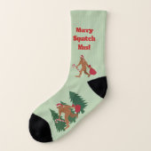Ein Santa Squatch Holiday Bigfoot LRG Ugules Weihn Socken (Links - Außen)