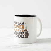 Ein sauberer Biber bekommt immer mehr Holz Zweifarbige Tasse (VorderseiteRechts)