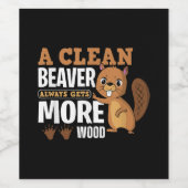 Ein sauberer Biber erhält immer mehr holzkomische Weinetikett (Einzelnes Label)