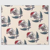 ein Schädel mit Bart im Santa Claus Hut Geschenkpapier (Flach)