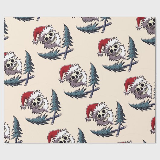 ein Schädel mit Bart im Santa Claus Hut Geschenkpapier (Flach)