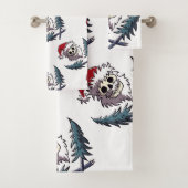 ein Schädel mit Bart in Weihnachtsmann-Hut Badhandtuch Set (Insitu)