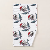 ein Schädel mit Bart in Weihnachtsmann-Hut Badhandtuch Set (Handtuch)