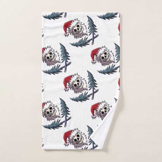 ein Schädel mit Bart in Weihnachtsmann-Hut Badhandtuch Set (Handtuch)