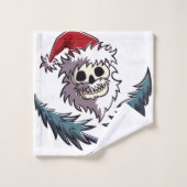 ein Schädel mit Bart in Weihnachtsmann-Hut Badhandtuch Set (Waschlappen)
