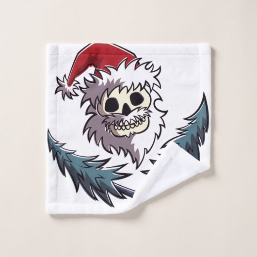 ein Schädel mit Bart in Weihnachtsmann-Hut Badhandtuch Set (Waschlappen)