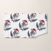 ein Schädel mit Bart in Weihnachtsmann-Hut Badhandtuch Set (Handtuch)