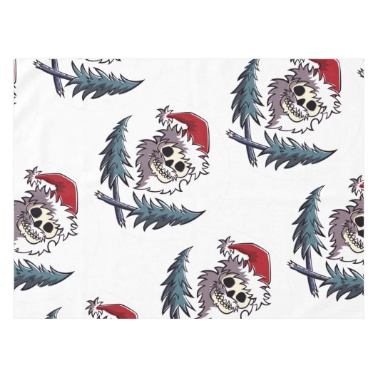 ein Schädel mit Bart in Weihnachtsmann-Hut Tischdecke (Vorderseite (Horizontal))