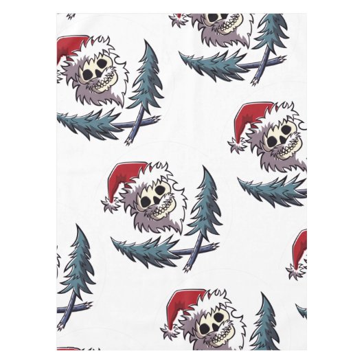 ein Schädel mit Bart in Weihnachtsmann-Hut Tischdecke (Vorderseite)