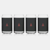 ein Schal in Rot und Beige mit einem Foto einer Fr Dosenglas (Vorderseite)