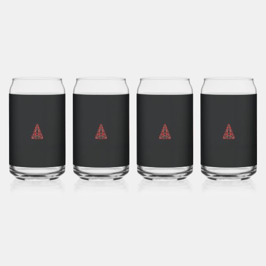 ein Schal in Rot und Beige mit einem Foto einer Fr Dosenglas (Vorderseite)