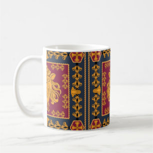 Ein Schal mit einem großen Löwenkopf in goldener F Kaffeetasse