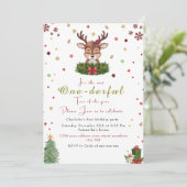 Ein schändlicher Weihnachtsrentier zum Geburtstag Einladung (Stehend Vorderseite)