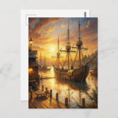 Ein Schiff an den Docks Postkarte (Vorne/Hinten)
