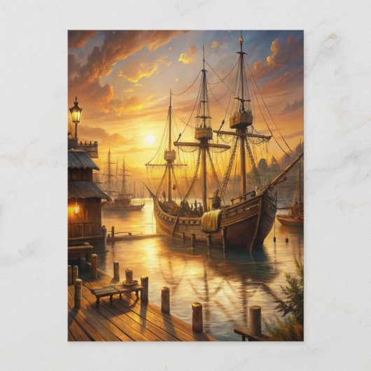 Ein Schiff an den Docks Postkarte (Vorderseite)