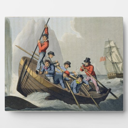 Ein Schiff, das einen Wal angreift und von der Mat Fotoplatte (Vorderseite)