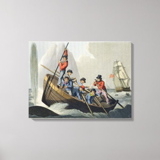 Ein Schiff, das einen Wal angreift und von der Mat Leinwanddruck (Vorderseite)
