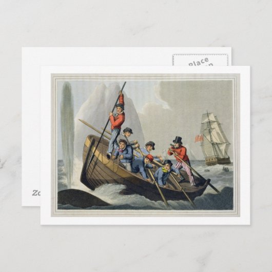 Ein Schiff, das einen Wal angreift und von der Mat Postkarte (Vorne/Hinten)