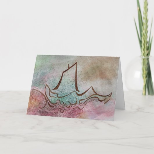 Ein Schiff fährt mit Notecard Karte (Vorderseite)