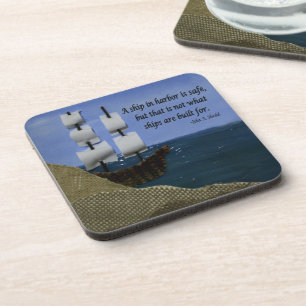 Ein Schiff im Hafen ist sicheres inspirierend Getränkeuntersetzer