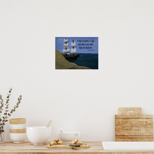 Ein Schiff im Hafen Poster (Küche)