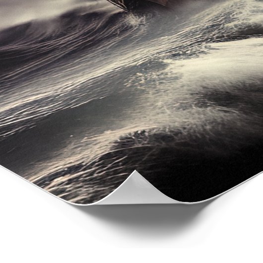 Ein Schiff im Sturm im Wilden Ozean Poster (Ecke)