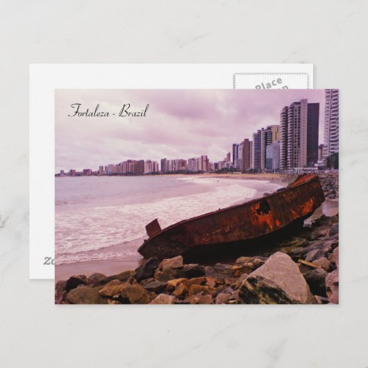 Ein Schiffswrack am Strand. Fortaleza, Brasilien Postkarte (Vorne/Hinten)