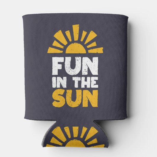 Ein Schild, das Spaß an der Sonne sagt Dosenkühler (Rückseite)