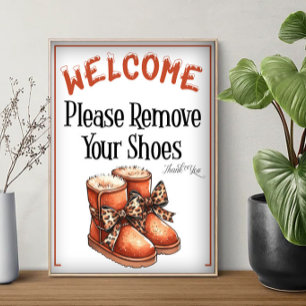 Ein Schild 'Im Winter bitte Schuhe entfernen'