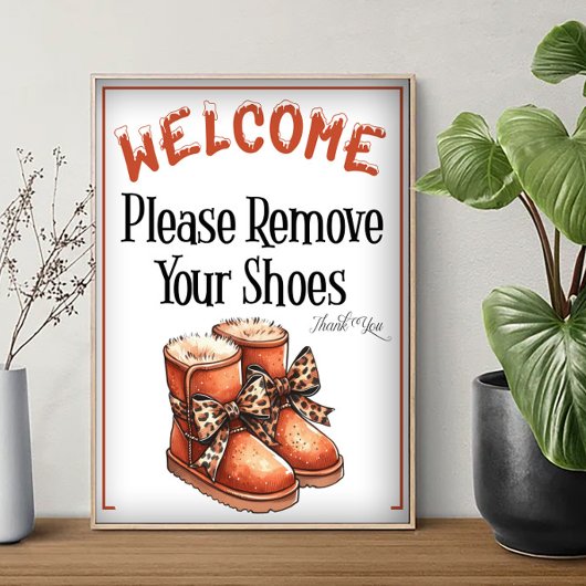Ein Schild 'Im Winter bitte Schuhe entfernen'