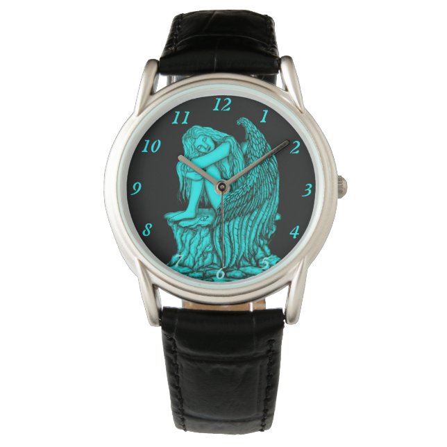 Ein schlafender Engel auf dem Stein Armbanduhr (Vorderseite)