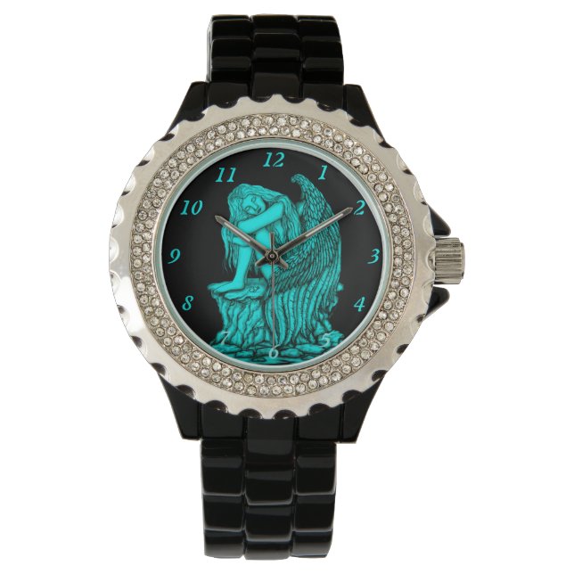 Ein schlafender Engel auf dem Stein Armbanduhr (Vorderseite)