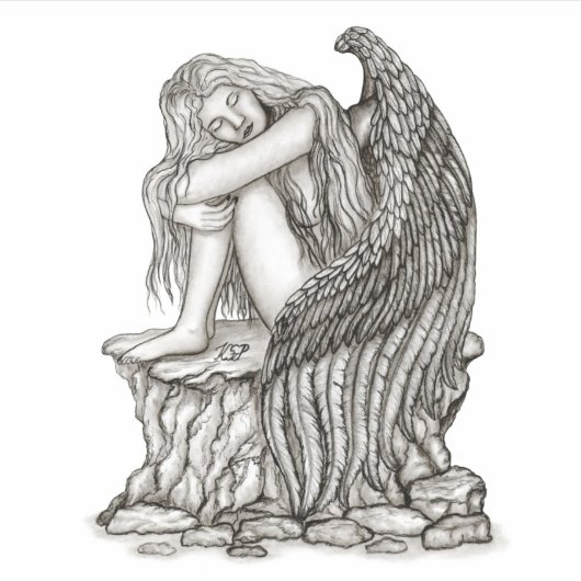 Ein schlafender Engel auf dem Stein Aufkleber (Vorderseite)