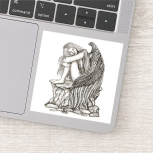 Ein schlafender Engel auf dem Stein Aufkleber