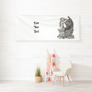 Ein schlafender Engel auf dem Stein Banner