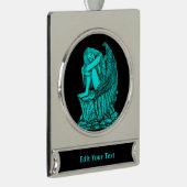 Ein schlafender Engel auf dem Stein Banner-Ornament Silber (Rechts)