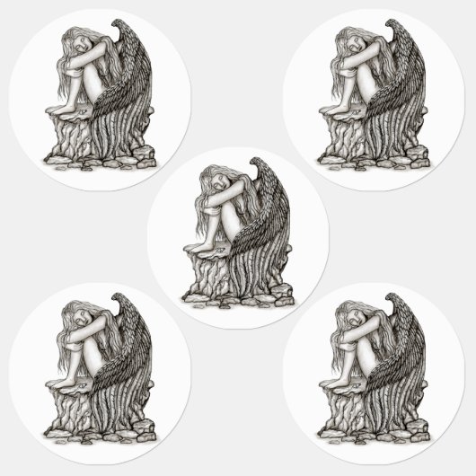 Ein schlafender Engel auf dem Stein Etiketten (Gruppe)