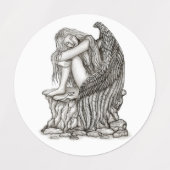 Ein schlafender Engel auf dem Stein Etiketten (Design 1)