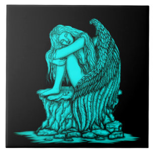 Ein schlafender Engel auf dem Stein Fliese