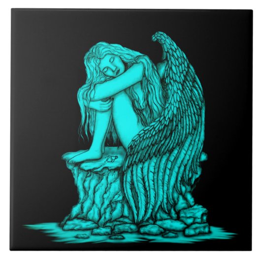 Ein schlafender Engel auf dem Stein Fliese (Vorderseite)