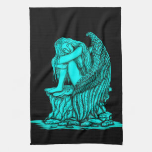 Ein schlafender Engel auf dem Stein Geschirrtuch