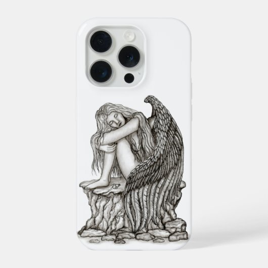 Ein schlafender Engel auf dem Stein iPhone Hülle (Rückseite)