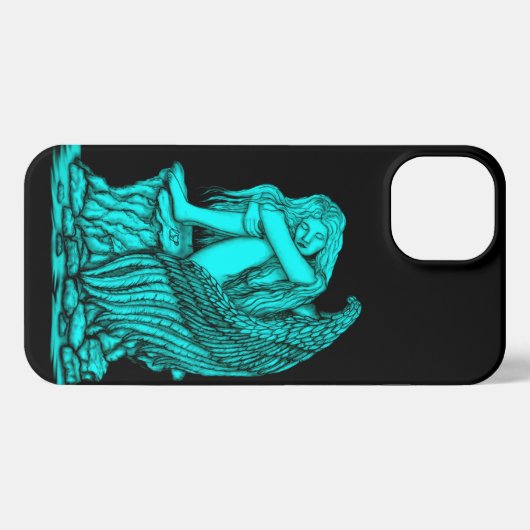 Ein schlafender Engel auf dem Stein iPhone Hülle (Rückseite (Horizontal))